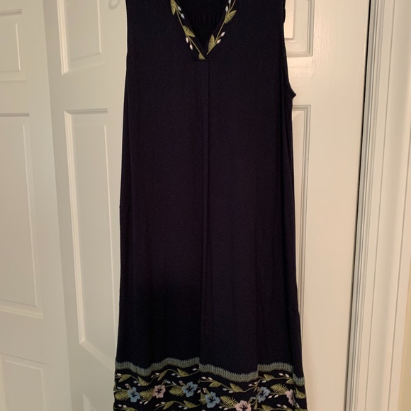 J. Jill Navy Sleeveless Dress w/ Embroidery - Picture 1 of 5